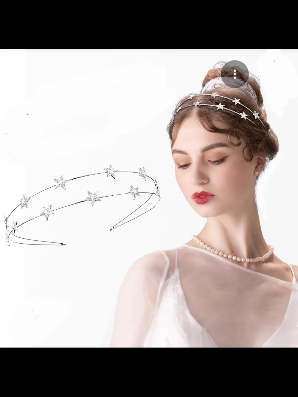 Star Double Row Headband Hairpiece in Silver BNIB